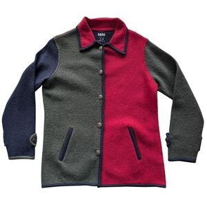 Tabi Women's Small colour‎ block Red Green Blue wool Long Sleeve Jacket